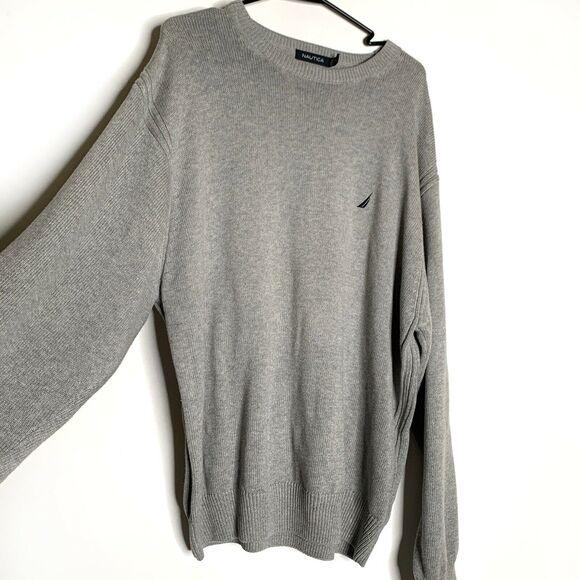 Nautica Mens Crew Neck Navtech Sweater Gray Sz 2XL Pullover Long Sleeves Cotton - Picture 4 of 6